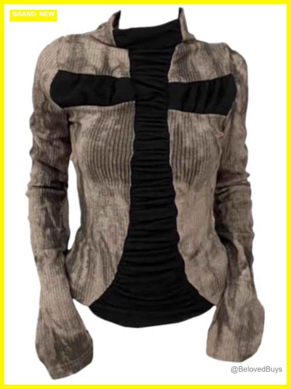 Womens Slim Fit Ribbed Mock Neck Long Sleeve Grunge Goth Y2K Top